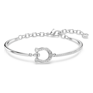 Symbolica bracelet, Pavé, Horse shoe, White, Rhodium plated