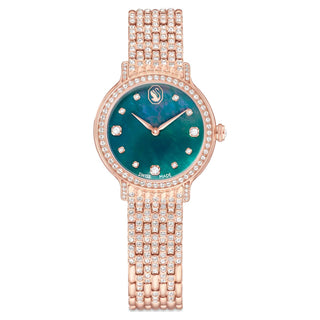Imber watch, Swiss Made, Metal bracelet, Green, Rose gold-tone finish