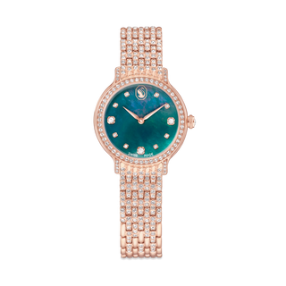 Imber watch, Swiss Made, Metal bracelet, Green, Rose gold-tone finish