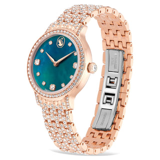 Imber watch, Swiss Made, Metal bracelet, Green, Rose gold-tone finish