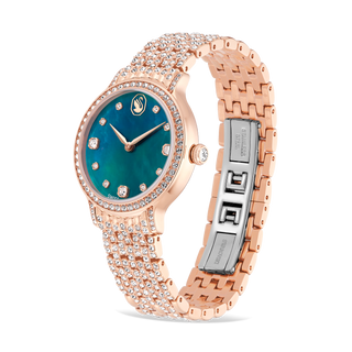 Imber watch, Swiss Made, Metal bracelet, Green, Rose gold-tone finish