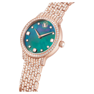 Imber watch, Swiss Made, Metal bracelet, Green, Rose gold-tone finish