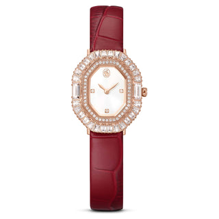 Matrix octagon watch, Leather strap, Rose gold tone, Rose gold-tone finish