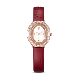 Matrix octagon watch, Leather strap, Rose gold tone, Rose gold-tone finish