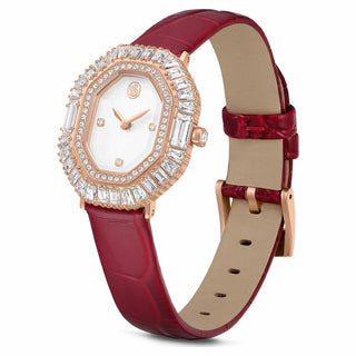 Matrix octagon watch, Leather strap, Rose gold tone, Rose gold-tone finish