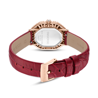 Matrix octagon watch, Leather strap, Rose gold tone, Rose gold-tone finish