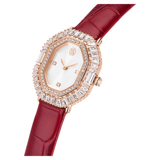 Matrix octagon watch, Leather strap, Rose gold tone, Rose gold-tone finish