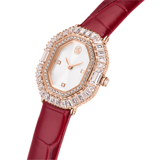 Matrix octagon watch, Leather strap, Rose gold tone, Rose gold-tone finish