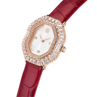 Matrix octagon watch, Leather strap, Rose gold tone, Rose gold-tone finish