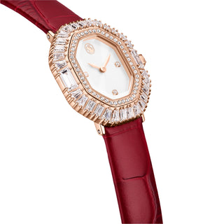 Matrix octagon watch, Leather strap, Rose gold tone, Rose gold-tone finish