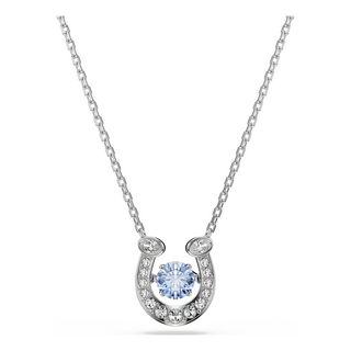 Symbolica pendant, Round cut, Pavé, Horse shoe, Blue, Rhodium plated