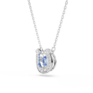 Symbolica pendant, Round cut, Pavé, Horse shoe, Blue, Rhodium plated