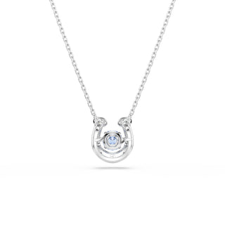 Symbolica pendant, Round cut, Pavé, Horse shoe, Blue, Rhodium plated