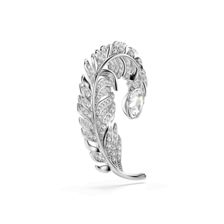 Idyllia brooch, Mixed cuts, Feather, Rhodium plated