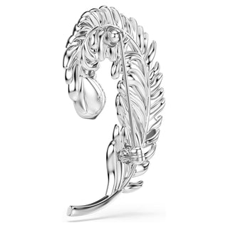 Idyllia brooch, Mixed cuts, Feather, Rhodium plated