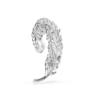 Idyllia brooch, Mixed cuts, Feather, Rhodium plated