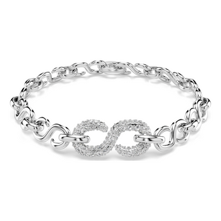 Dextera bracelet, Round cut, White, Rhodium plated
