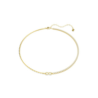 Matrix necklace, Round cut, White, 18K gold finish