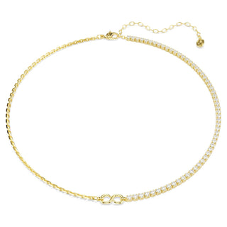 Matrix necklace, Round cut, White, 18K gold finish