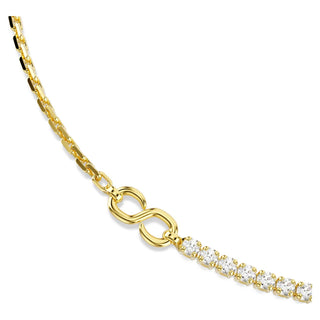 Matrix necklace, Round cut, White, 18K gold finish