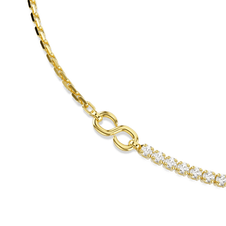 Matrix necklace, Round cut, White, 18K gold finish