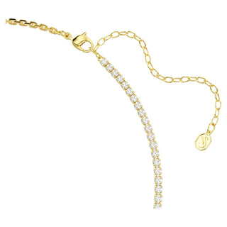 Matrix necklace, Round cut, White, 18K gold finish