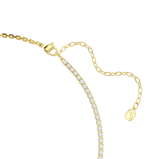 Matrix necklace, Round cut, White, 18K gold finish