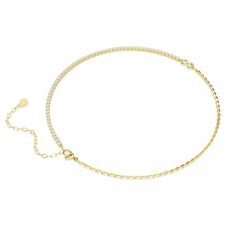 Matrix necklace, Round cut, White, 18K gold finish
