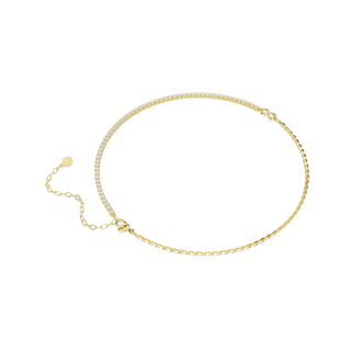 Matrix necklace, Round cut, White, 18K gold finish