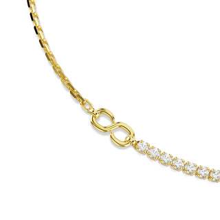 Matrix necklace, Round cut, White, 18K gold finish