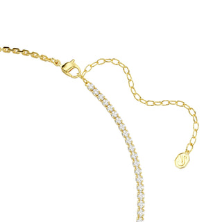 Matrix necklace, Round cut, White, 18K gold finish