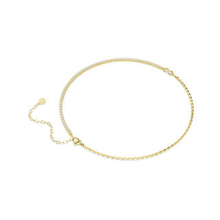 Matrix necklace, Round cut, White, 18K gold finish