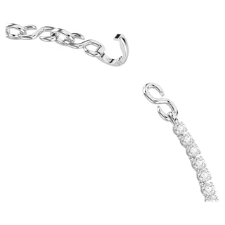 Matrix necklace, S-shape, Round cut, White, Rhodium plated