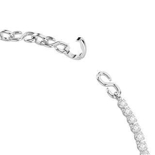 Matrix necklace, S-shape, Round cut, White, Rhodium plated