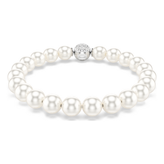 Matrix bracelet, Crystal pearl, White, Rhodium plated
