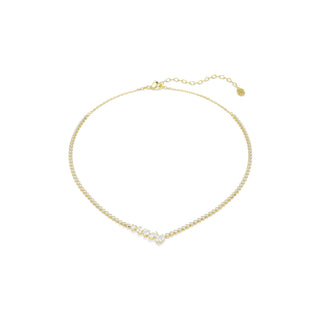 Mesmera necklace, Mixed cuts, White, 18K gold finish