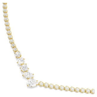 Mesmera necklace, Mixed cuts, White, 18K gold finish