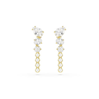Mesmera drop earrings, Mixed cuts, White, 18K gold finish