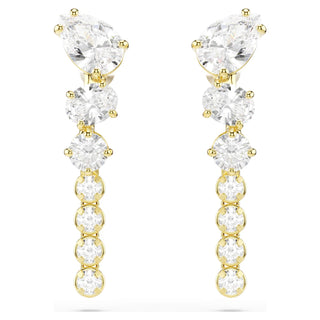 Mesmera drop earrings, Mixed cuts, White, 18K gold finish