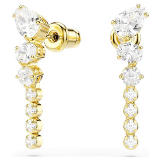 Mesmera drop earrings, Mixed cuts, White, 18K gold finish