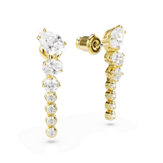 Mesmera drop earrings, Mixed cuts, White, 18K gold finish
