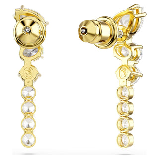 Mesmera drop earrings, Mixed cuts, White, 18K gold finish