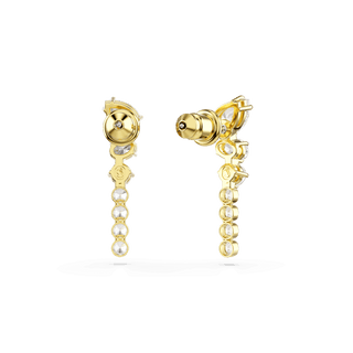 Mesmera drop earrings, Mixed cuts, White, 18K gold finish