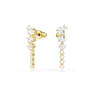 Mesmera drop earrings, Mixed cuts, White, 18K gold finish