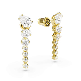 Mesmera drop earrings, Mixed cuts, White, 18K gold finish