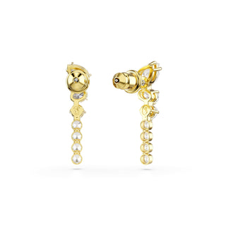 Mesmera drop earrings, Mixed cuts, White, 18K gold finish