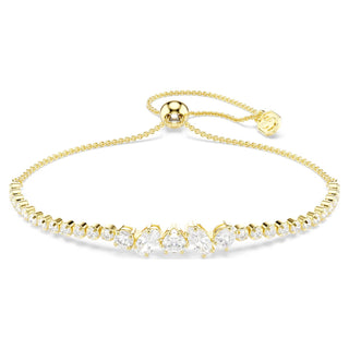 Mesmera bracelet, Mixed cuts, White, 18K gold finish