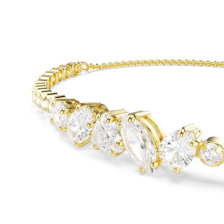 Mesmera bracelet, Mixed cuts, White, 18K gold finish