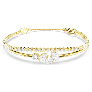 Mesmera bracelet, Mixed cuts, White, 18K gold finish