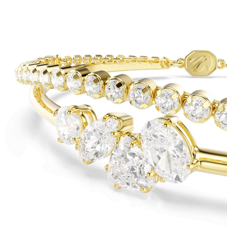 Mesmera bracelet, Mixed cuts, White, 18K gold finish